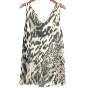 Sofia Made In Italy Womens Top Small Sleeveless Cheetah Print Chiffon Blouse